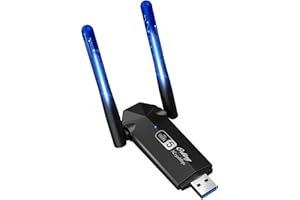 ORTINY Adaptador WiFi USB AC1300Mbps Dual Band 5GHz/2.4GHz Con Antena 5dBi - Para PC/Desktop/Laptop/Tablet - Compatible Con Windows 11/10/8/7/Vista/XP y Mac OS X