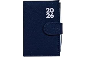 BESTUS ACCESSORIES BESTUS - 2026 Pocket Diary, Day a Page, Hardback Cover, Pen Holder with Stud Close, Day Planner - Blue