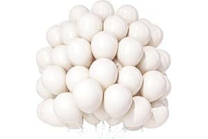 Teselife Globos Blanco Arena, 100 Piezas 12 Pulgadas Globos Blanco Arena Mate, Globo Fiesta Látex Blanco Para Hombres Mujeres Cumpleaños Baby Shower Aniversario Boda Compromiso Fiesta Graduación Decor