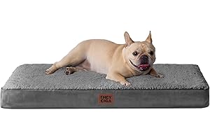 EHEYCIGA Cama Perros Medianos Ortopédica, 76x51x9cm Colchon Perro con Espuma De Caja De Huevos, Colchoneta Perro Lavable para Jaula, Dog Bed, Gris