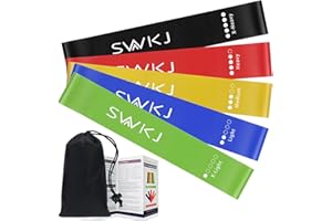 SWKJ Resistance Bands [Set of 5], 5 Resistance Levels Skin-Friendly Fitness Exercise Loop Bands for Yoga, Training, Fitness, Pilates, Stretching, Women, Men