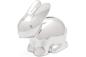 Zilverstad Salvadanai Hucha de Conejo chapada en Plata, Aleación de Zinc, Color Argento, 110x65x102mm