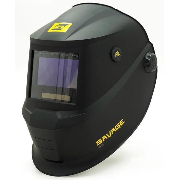 ESAB 070000490 SAVAGE A40 Casque de soudage auto-obscurcissant, réglage de l 'ombre externe, lentille de visualisation couleur véritable de 10x5 cm, contrôle de la sensibilité/du retard : ESAB