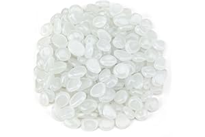 LOCKGO 300PCS Glowing in the Dark Pebbles White, Mini Decorative Glow Rock Stones for Fish Tank, Luminous Cobblestones Powered by Light or Solar for Flower Pot Bed Outdoor Garden Lawn Yard Walkway Pathway