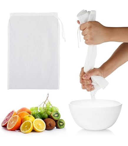 SINZONeu Nussmilchbeutel 6-tlg. - Feines Sieb Mit Edelstahlgriff Für Kefir & Mandelmilch