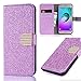 Price comparison product image Flip Wallet Case for Galaxy J5 2016/J510 Purple Glitter Cool Cute 3D Diamond Buckle Bling Glitter Pattern Leather Stand Function Flip Kickstand Magnetic Book Wallet Buckle Protective Cell Phone Cases for Samsung Galaxy J5 2016/J510