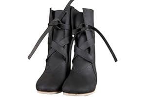 Mooke Renaissance Knight Hunter Boots for Women/Men - Retro Medieval Lace-Up Punk Boots - Viking Pirate Boots Made of PU Leather Halloween Cosplay Costume