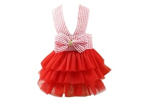 Tonsee Accessoire Hundekleid Haustier Kleine Hund Blasenrock Streifen Spitzenkleid Hundekleid Prinzessin Kleider für Hund Tutu-Kleid Für Kleine Hunde (Rot, M)