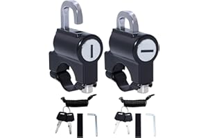 RUNYU 2 Stück Helmschloss Motorradhelm Schloss Universal Motorradhelm Sicherheitsschloss mit 4 Schlüssel, 2 Erinnerungsseil, Kompatibel mit 22mm-28mm Lenker (Schwarz)
