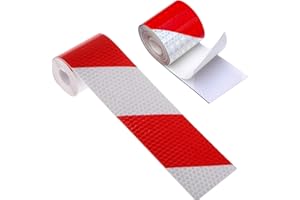 HPiano 2 STÜCK EReflektierendes Band, Auto Reflektierendes Sicherheitsband Warnklebeband Aufkleber Rot Weiss Streifen für Anhänger, Reflektierende Warnhinweis-Aufklebebandaufkleber(5cm x3m