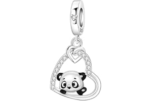 NUJIFFY Söta djurberlocker, 925 sterlingsilver, berlocker, hängen för armband, björn-berlockhänge, hundar, kompatibla med eur