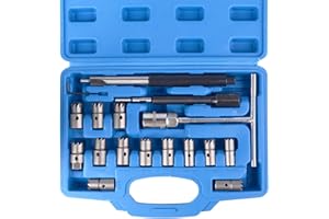 DAYUAN 17PC Professional Diesel Injector Seat Cutter Cleaner Tool Set Carbon Remover