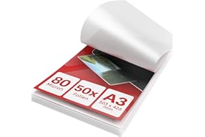 ‎ACROPAQ ACROPAQ Laminierfolien A3 - Packung mit 50 Laminierfolien, 2x80 (160) Mikron, Glänzende Oberfläche, Vorge­runde­te Ecken - Folierfolien, Laminiertaschen