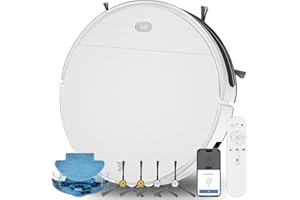 YIGARS 2025 Robot Aspirador y Fregasuelos 2 en 1 Aspirador Robot Hasta 4500Pa Succión Aspirador 7.8cm Ultra Sottile 2.4GHz WiFi/App/Alexa/Mando a Distancia Adecuada para Suelos Pelo de Mascotas Blanco