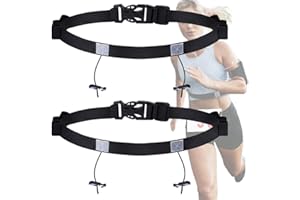IOURVYA 2pcs Race Belt Porte-dossard Adulte Unisexe, Porte-Dossard pour MarathonTriathlon Ceintures pour Numéro de Participant de Course Cyclisme Porte Dossard,Léger et Respirant, Fixe,Noir