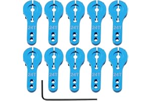 Hobbypark RC 24T Servo Horn Arms Metal Aluminum Dual Clamping for Hitec Servo Motor (10-Pack) (Blue)