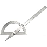 0&ndash;180&deg; Angle Protractor Metal Stainless Steel with 15 cm Ruler | Precision Adjustable Goniometer with Screw Fixing Protractor