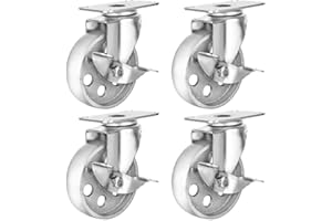 ONLINE BEST SERVICE OBS 4 PCS 102 mm up to 720 KG All Steel Heavy Duty Metal Castor Wheels, Caster with Brake for DIY, Furniture Trolley Wheels with Double Bearings Swivel Castor