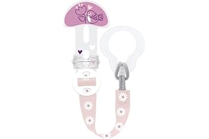 MAM Dummy Clip | Baby Soother Clips Fit All MAM Soothers | Adjustable Length and Lightweight Design | Baby Accessories | Spotted Strap (Various Designs) | Dummies Not Included