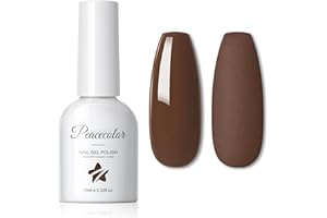 PEACECOLOR Gel Nail Polish - 10ML High Glossy Brown Colour Soak Off U V/LED Long Lasting & Easy to Apply Gel Polish Professional Salon-Grade and DIY Nail Art for Home