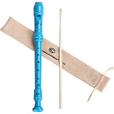 Soprano Recorder for Kids Beginners, German Fingering ABS Plastic 8 Holes Flute for Adults Recorder with Cleaning Rod and Ins