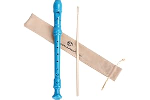 CONJURER Soprano Recorder Instrument - German Fingering 8 Hole Flute Recorder ABS Descant Recorders for Beginners with Cleaning Rod and Bag, Blue