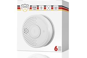 SHD OneConcept 6x Rilevatori di Fumo per Casa, Sensore Fumo a Batteria per Uffici, Allarme Antincendio a Sensore Ottico con Funzione Test e Mute, Allarme Fumo, Mini Rilevatore di Fumi Risposta Rapida