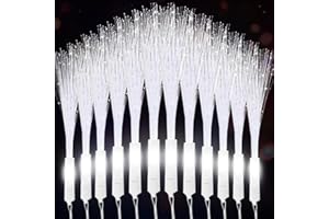 HuaMuDM 40 Pezzi Bacchetta in Fibra Ottica LED,Bastoncini Luminosi a LED,Bacchette in Fibra Luminosa, Luminosa Bacchette Fibra LED,3 Blink Mode per Bomboniere,Ideale per Natale,Concerti,Compleanni (A)