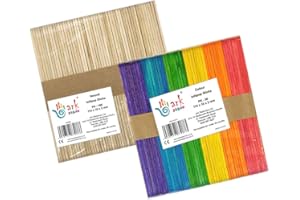 arkCRAFT 2 x 50 Lollipop Craft Sticks 114 x 10 x 2mm (Natural+Coloured)