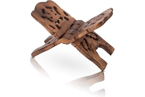 THE GREAT INDIAN BAZAAR Hermoso Soporte de Madera Hanadmade para Libros de Oración y Sagrados Religiosos - Plegable, Tradicional para Biblia, Corán, Geeta - Lectura Gratuita en Sala