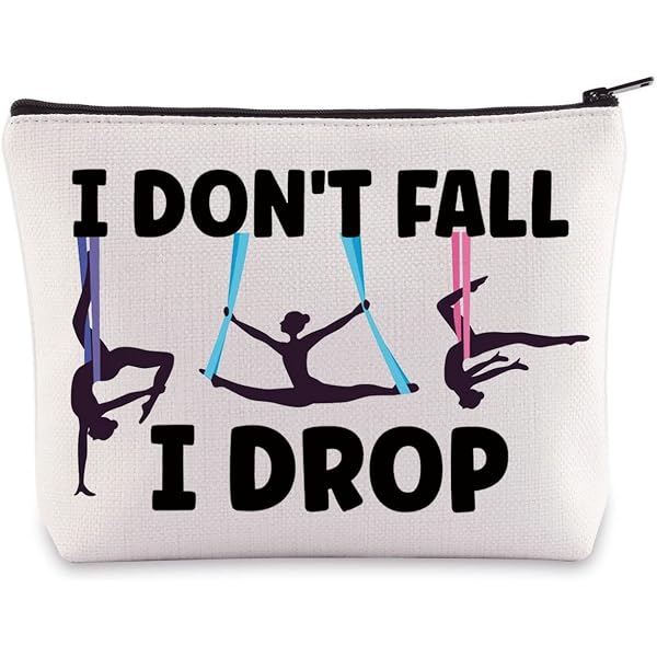 Make-up-Tasche „I’m An Aerialist“ – 23,5x17 Cm, Leinenstoff – Geschenk Für Luftakrobaten & Tänzer (Weiß)