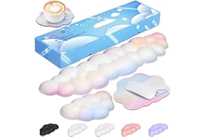 JIKIOU Cloud Handgelenkauflage Tastatur aus Leder mit rutschfester PU-Basis, bequemer Memory-Schaum für Computer, Laptop, Mac, Gaming, Büro und Schmerzlinderung
