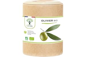 BIOPTIMAL NUTRITION NATURELLE Olivier bio - Bioptimal - Complément alimentaire - Circulation Sanguine Tension Cardio - Feuille d'olivier en Poudre - 700mg par jour - Fabriqué en France - Certifié par Ecocert - 200 gélules