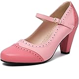 elerhythm Scarpe da donna Two Tone Mary Jane Classic e Retro anni '20 Pump Heels Gatsby Oxford, modello vintage anni '50, con