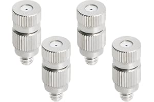 Ohamtes 4 Pieces Orifice Diameter 0.1mm (0.004") G3/16 (10-24 UNC) Male Thread Two-Section Stainless Steel Spray Nozzle, High Pressure Atomizer, Micro-Mist Sprayer