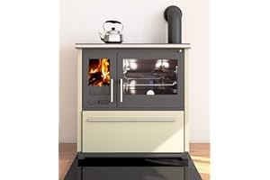 EEK A+ Küchenofen Holzherd Plamen 850 Creme, rechte Version - 8 kW Dauerbrandherd