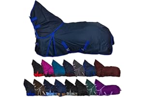 RL24 - Weidedecke Full Neck Basicline 600D Polarfleecefutter – als Regendecke & Übergangsdecke – wasserdichte Outdoordecke mit Kreuzbegurtung – Pferdedecke in Dunkelblau – Größe 155cm