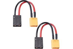 Lyeteung 2 PCS Compatible with Traxxas to XT60 Adapter, XT60 Male to Compatible with TRX Female Plug Connector, with 10cm 14AWG Silicone Cable, for RC LiPo Battery