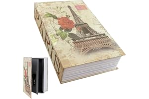 DAJASD Buchsafe mit Zahlenschloss, 24 x 15,5 x 5,5cm Buchsafe Tresor, Buchtresor für Geld Schmuck Wertvolle Objekte Büro/Hause - Eiffelturm