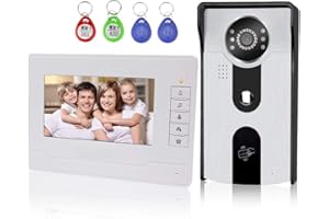 KADONGLI KDL 7” Video Doorbell Door Phone Intercom System RFID Access Control with Two-Way Audio/IR Night Vision/Multi Ring/Color HD Camera Monitor for Home Security (1 Monitor)