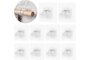 Leiptes 10 Pezzi Ganci per Tende Senza Bucare Trasparente Staffa Autoadesiva per Asta Tende Supporto per Tende Portasciugamani Sospesi per Uso da Casa Bagno e Hotel