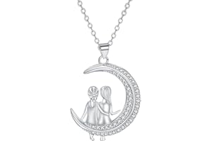 Hifeeled Collar Hermanas Plata de Ley 925 para Mujer Luna Hermanas Colgante Media Luna Collar Amistad Joyas Regalos Originales Para Mujeres Hermana Madre