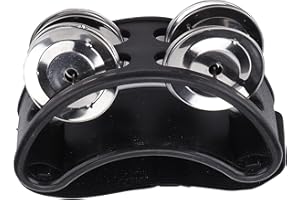 LIEBEWH Tambourin à Pied Shaker Ensemble de Batterie à Percussion Clochette en Métal Instrument de Musique à Percussion de Pied pour Jouer de la Batterie ou de la Guitare (BLACK)