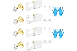 AceFun helix tragus piercing pistola conjunto,Oro Plata 4mm pistola piercing oreja conjunto con espárrago oído de seguridad de acero inoxidable cartílago tragus helix pendientes de joyería