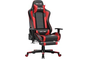 GTPLAYER Gaming Stuhl Gamer Stuhl mit Fußstütze Bluetooth Lautsprecher Ergonomischer Bürostuhl Computerstuhl Schreibtischstuhl PC Stuhl mit verstellbare Rückenlehne 150 kg Belastbarkeit rot