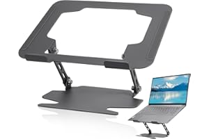 LIFHAP Laptop Ständer,Höhen- und Winkelverstellbarer Ergonomischer Laptop Stand,Faltbarer Belüfteter Kohlenstoffstahl Laptopständer,Kompatibel mit 10-17 Zoll MacBook Dell Samsung HP Alienware