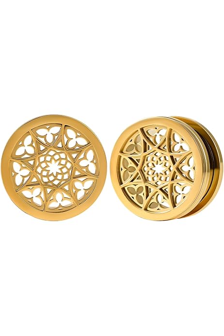 Piercingfaktor Ohr-Tunnel Mit Lotusblüte - Edelstahl & Bronze, 5-16mm