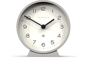 NEWGATE® M Mantel cichy cichy zegar z kominkiem - bez tykania - nowoczesny zegar kominkowy do domu salonu/jadalni lub biura wys. 17 cm x 16 cm x 6 cm (Szary)