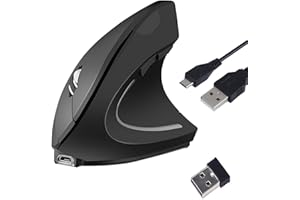 ABAUOAT Souris sans Fil Rechargeable Ergonomique Verticale, Optique 2.4GHz 800/1200/1600dpi, 5 Boutons pour Pc Ordinateur Portable/Mac
