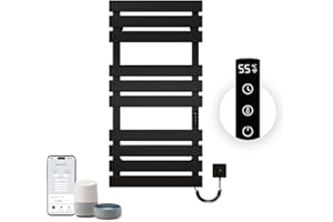 OIHPAW OhiPaw Scaldasalviette Termoarredo,1100 * 550mm WiFi Scaldasalviette Elettrico Compatibile con Alexa Google Home,446W Nero Destra Scaldasalviette riscaldatore,Funzione Timer,Termostato Intelligente